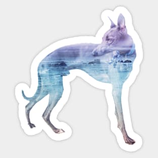 Blue & Purple Waves Whippet Sticker